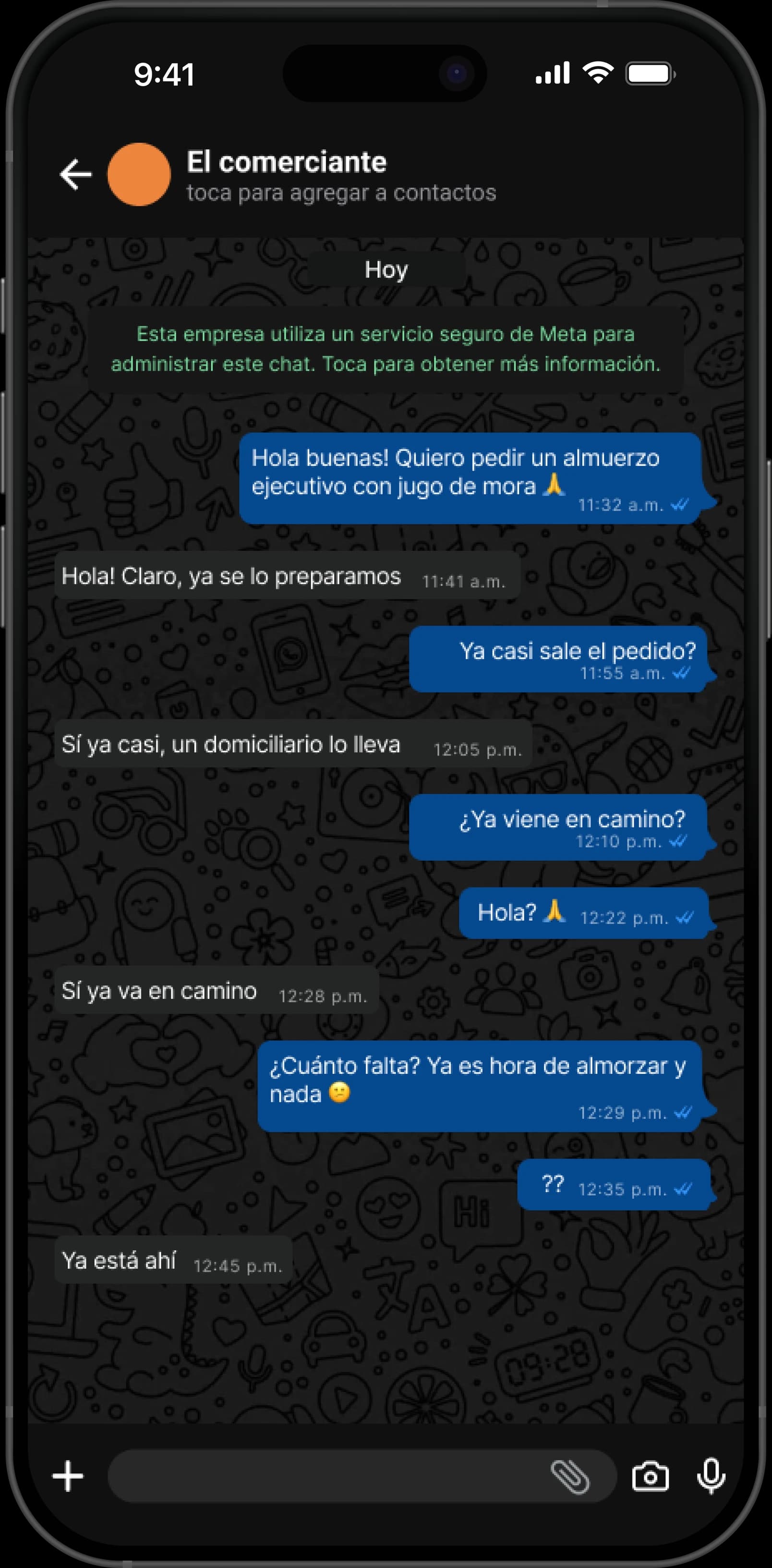 WhatsApp chat with a store: the customer keeps asking whether the order is on its way
